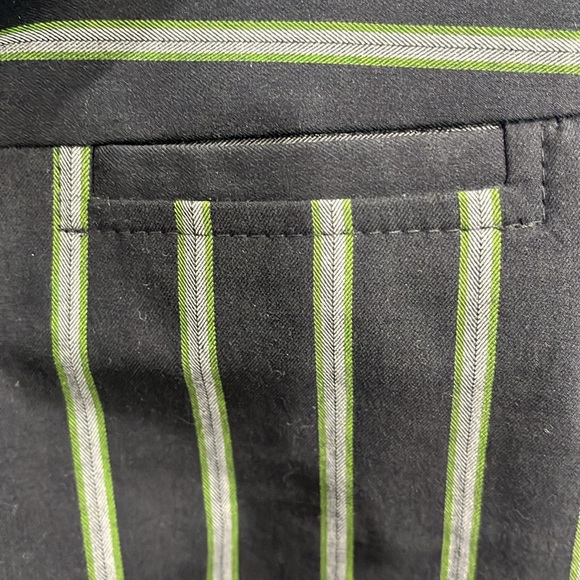 Diane Von Furstenberg Aisha Bermuda Cotton Striped Pant Black Green size 4 - Picture 9 of 10